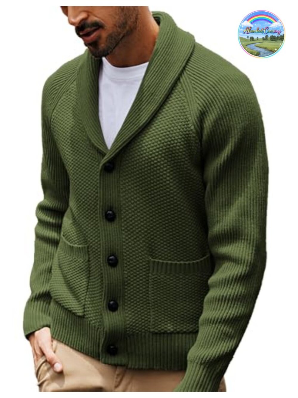 Mens Shawl Collar Cardigan Sweater Knit Button Down Long Sleeve Cozy Winter